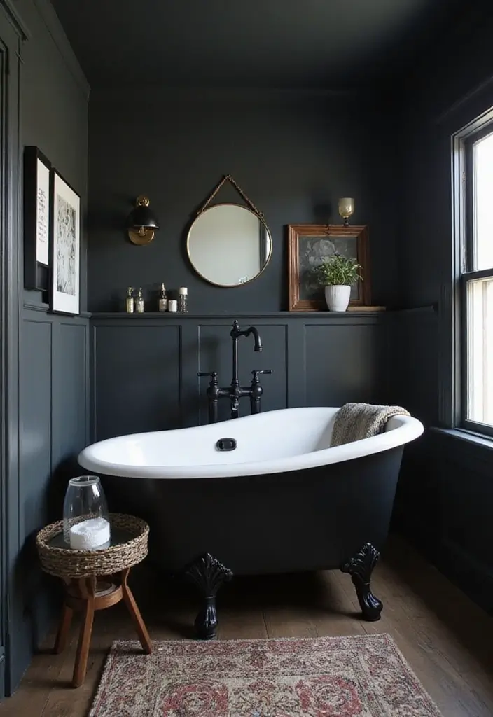 29 Black Farmhouse Bathroom Ideas That Blend Rustic and Modern - 28. Bold Wall Colors