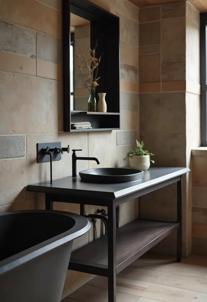 29 Black Farmhouse Bathroom Ideas That Blend Rustic and Modern - 3. Matte Black Fixtures