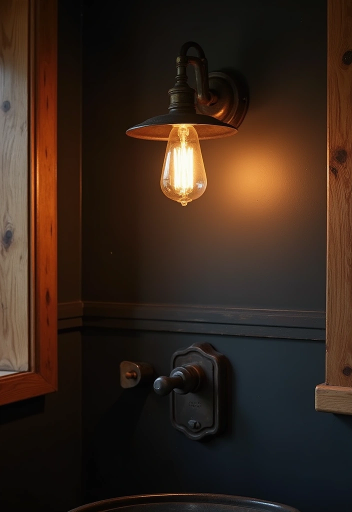 29 Black Farmhouse Bathroom Ideas That Blend Rustic and Modern - 5. Farmhouse Lighting Fixtures