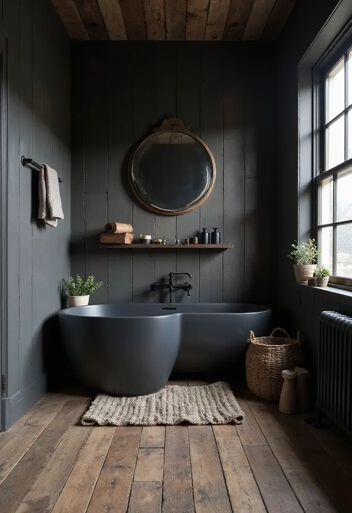 29 Black Farmhouse Bathroom Ideas That Blend Rustic and Modern - 6. Textured Walls