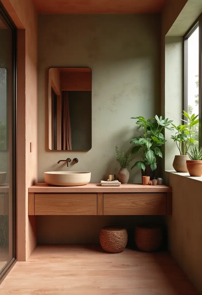 29 Boho Small Bathroom Ideas That Feel Effortlessly Cool - 1. Earthy Color Palettes