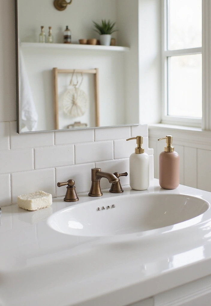 29 Boho Small Bathroom Ideas That Feel Effortlessly Cool - 11. Minimalistic Accessories