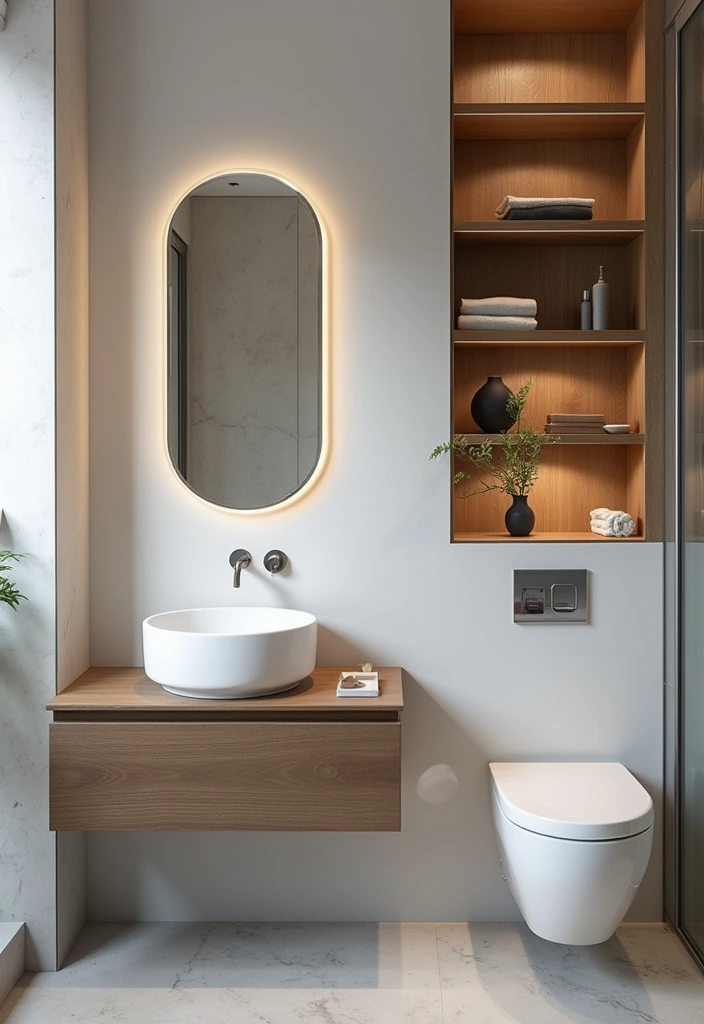 29 Boho Small Bathroom Ideas That Feel Effortlessly Cool - 13. Floating Vanities