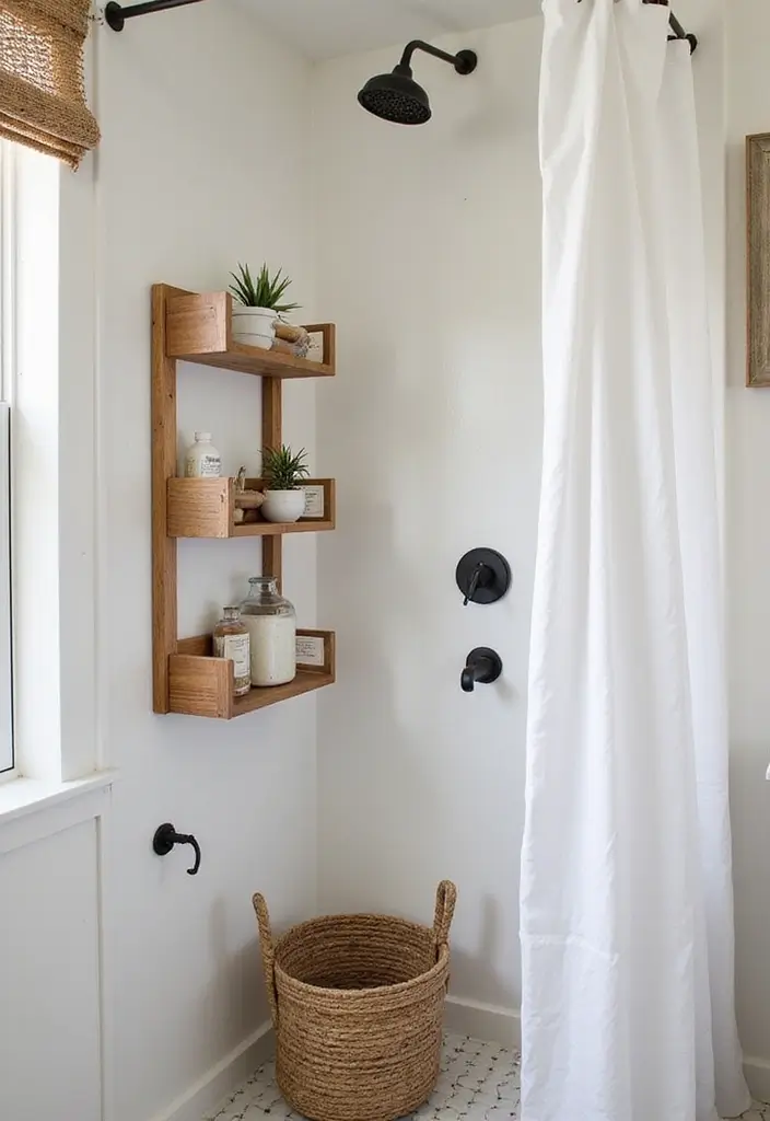 29 Boho Small Bathroom Ideas That Feel Effortlessly Cool - 21. Simple Shower Caddies