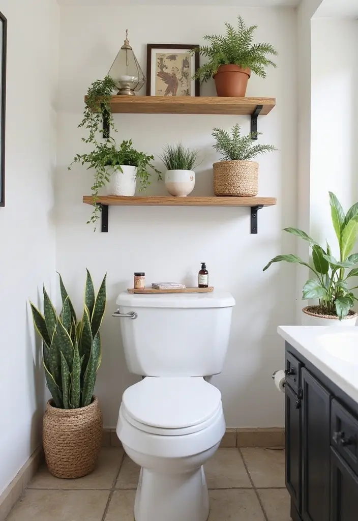 29 Boho Small Bathroom Ideas That Feel Effortlessly Cool - 25. Creative Displays