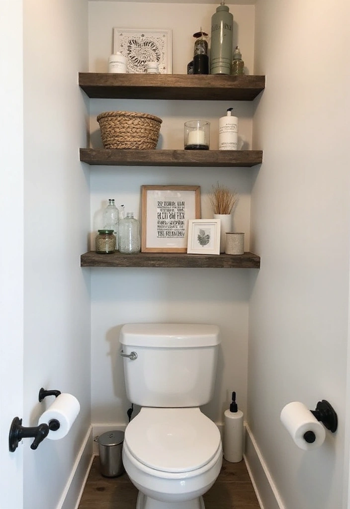 29 Boho Small Bathroom Ideas That Feel Effortlessly Cool - 28. Custom Shelving