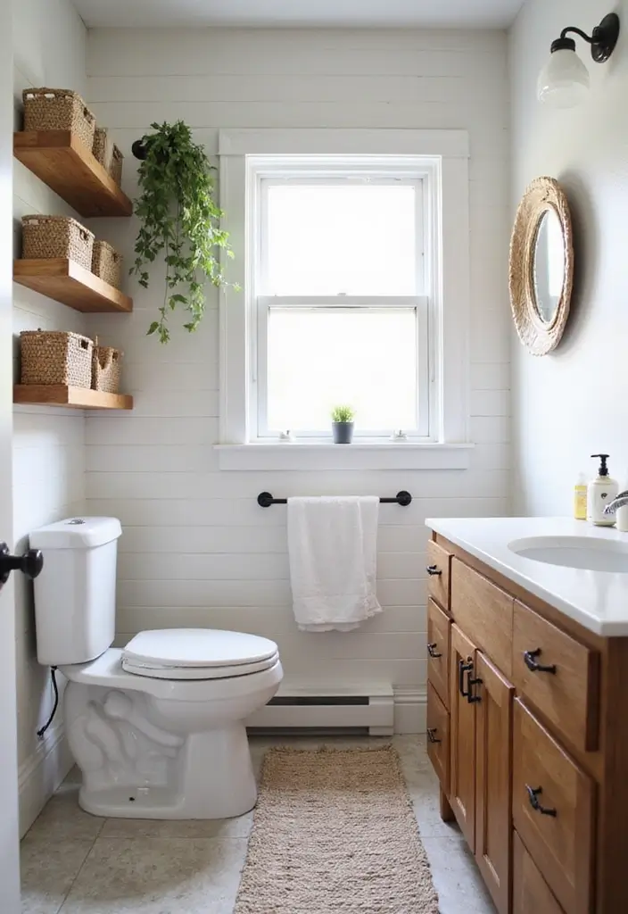 29 Boho Small Bathroom Ideas That Feel Effortlessly Cool - 6. Chic Storage Solutions