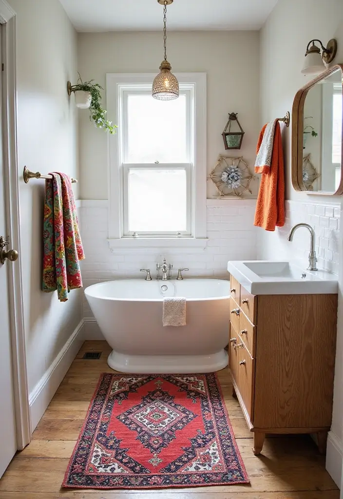 29 Boho Small Bathroom Ideas That Feel Effortlessly Cool - 7. Bold Accents
