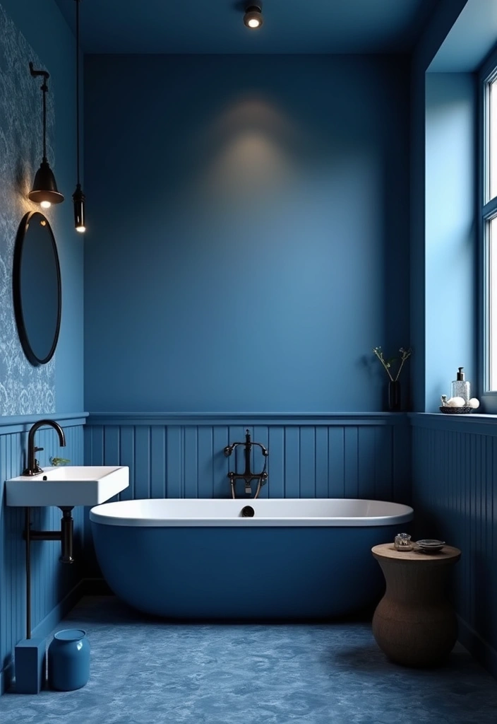29 Dark Blue Bathroom Ideas That Add Drama - 11. Elegant Blue Tones