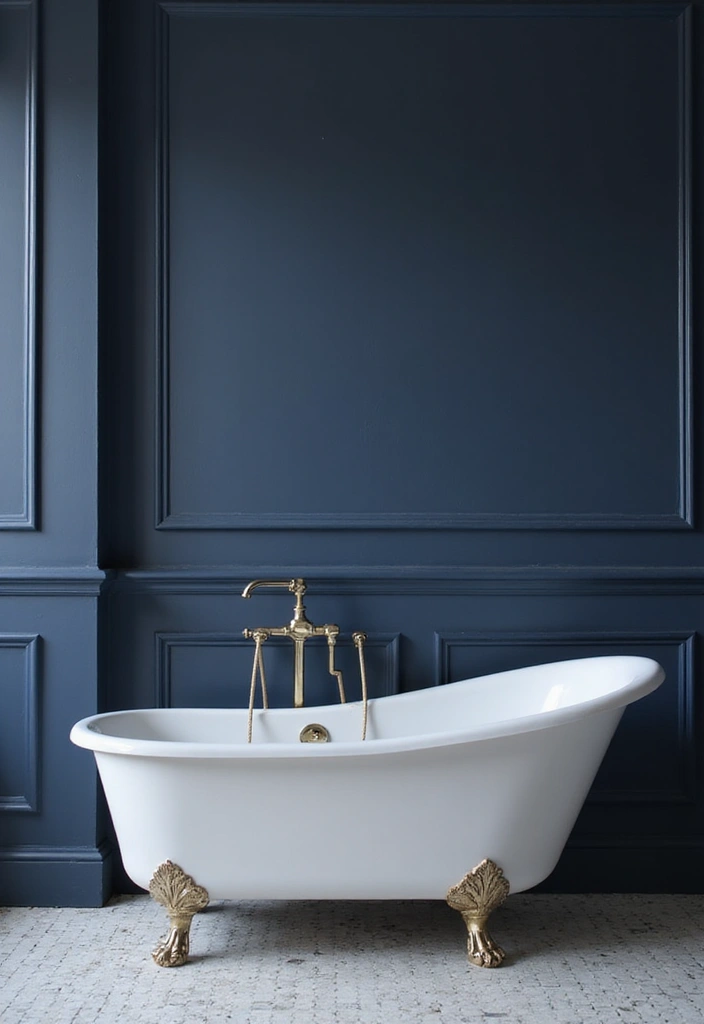 29 Dark Blue Bathroom Ideas That Add Drama - 15. Dark Blue Acccent Walls