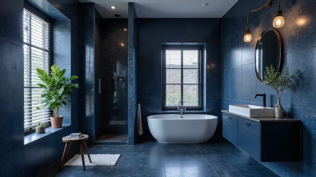 29 Dark Blue Bathroom Ideas That Add Drama