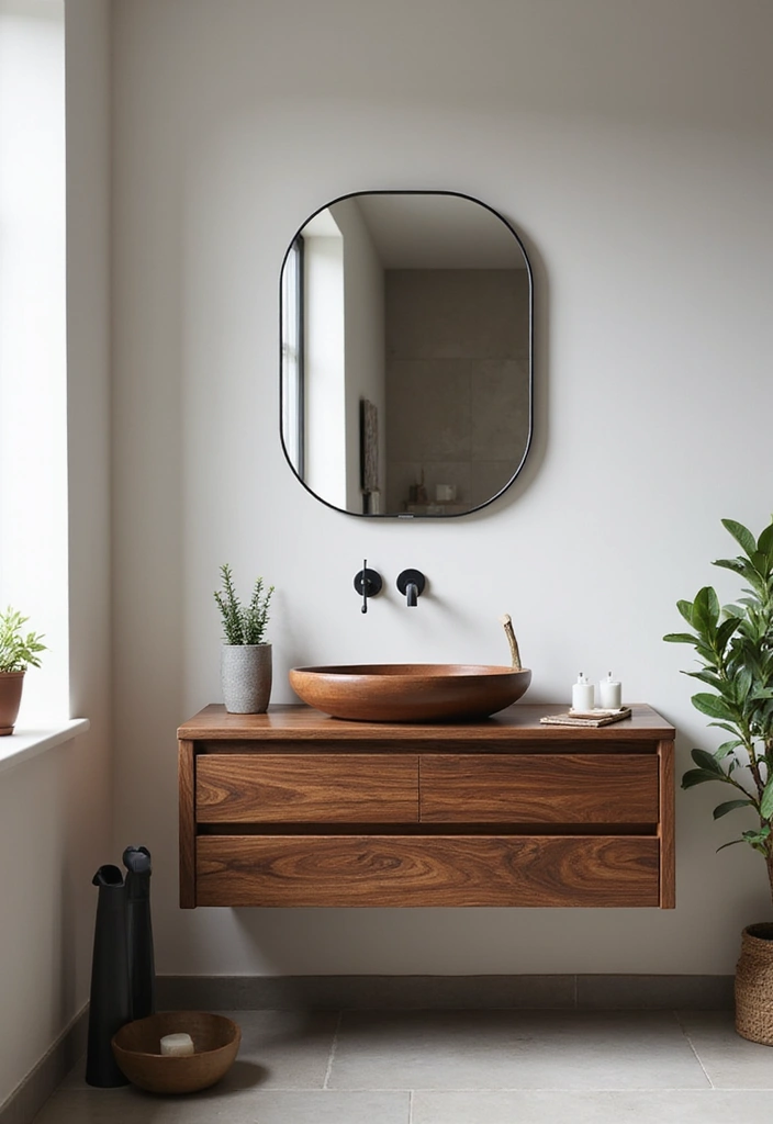 29 Dark Vanity Bathroom Ideas That Feel Modern - 1. Rich Walnut Wood Vanity