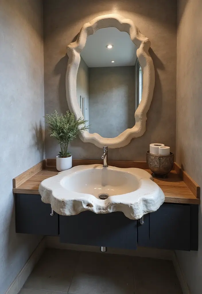 29 Dark Vanity Bathroom Ideas That Feel Modern - 25. Unique Sink Designs