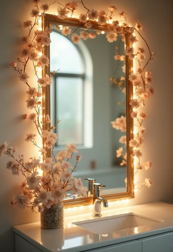 29 Floral Bathroom Ideas That Bring Nature Indoors - 11. Flower-Decorated Mirrors