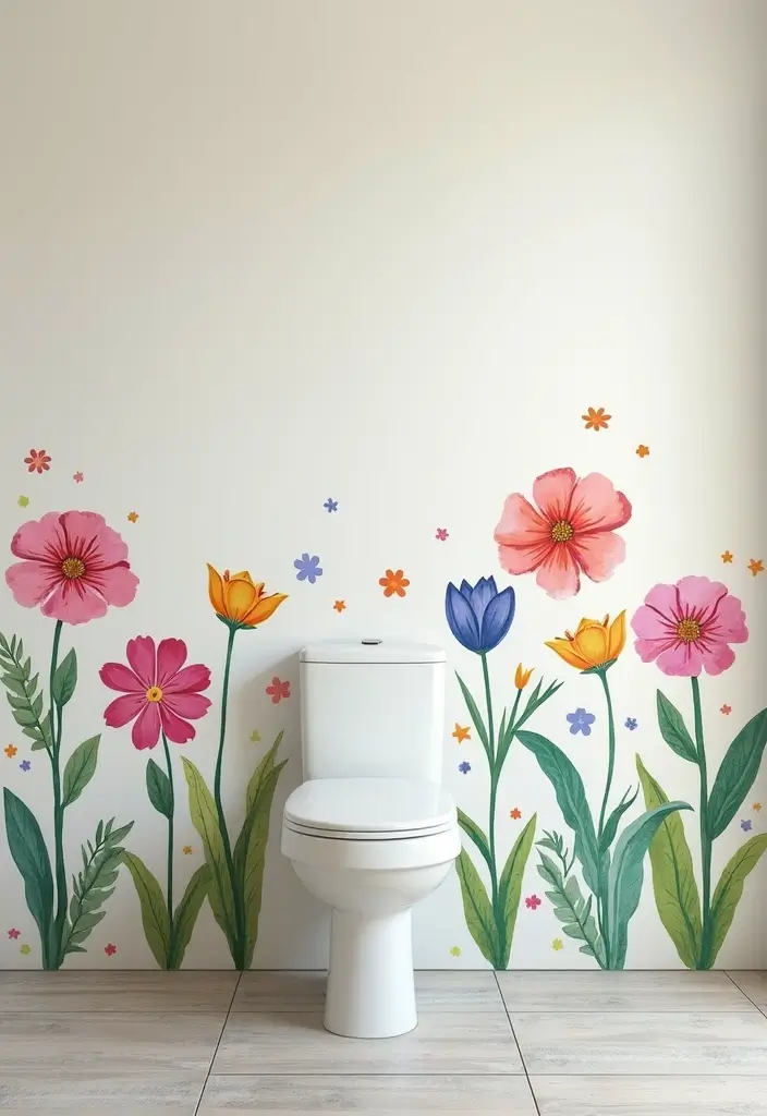 29 Floral Bathroom Ideas That Bring Nature Indoors - 14. Flower-Inspired Wall Decals