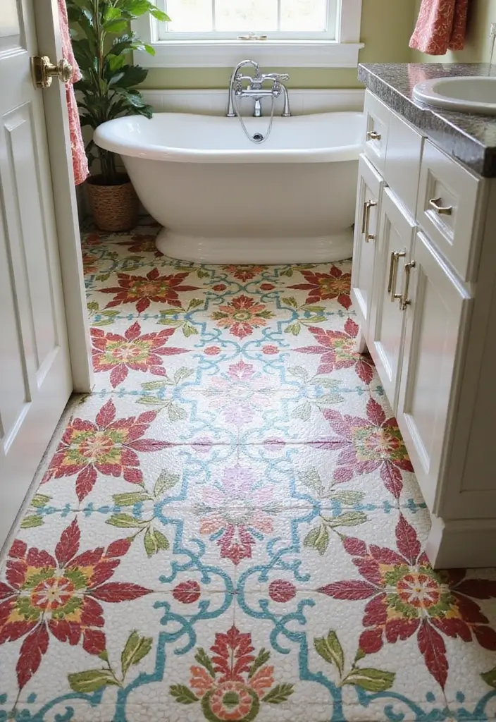 29 Floral Bathroom Ideas That Bring Nature Indoors - 20. Floral Mosaic Tiles