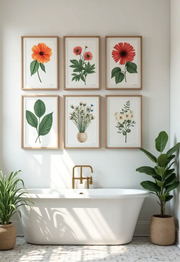 29 Floral Bathroom Ideas That Bring Nature Indoors - 4. Botanical Prints in Frames