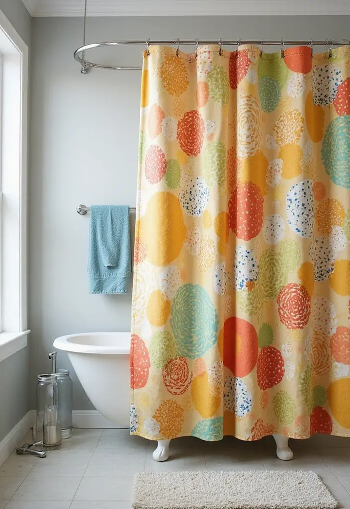 29 IKEA Bathroom Hack Ideas That Transform Your Space - 14. Eye-Catching Shower Curtain