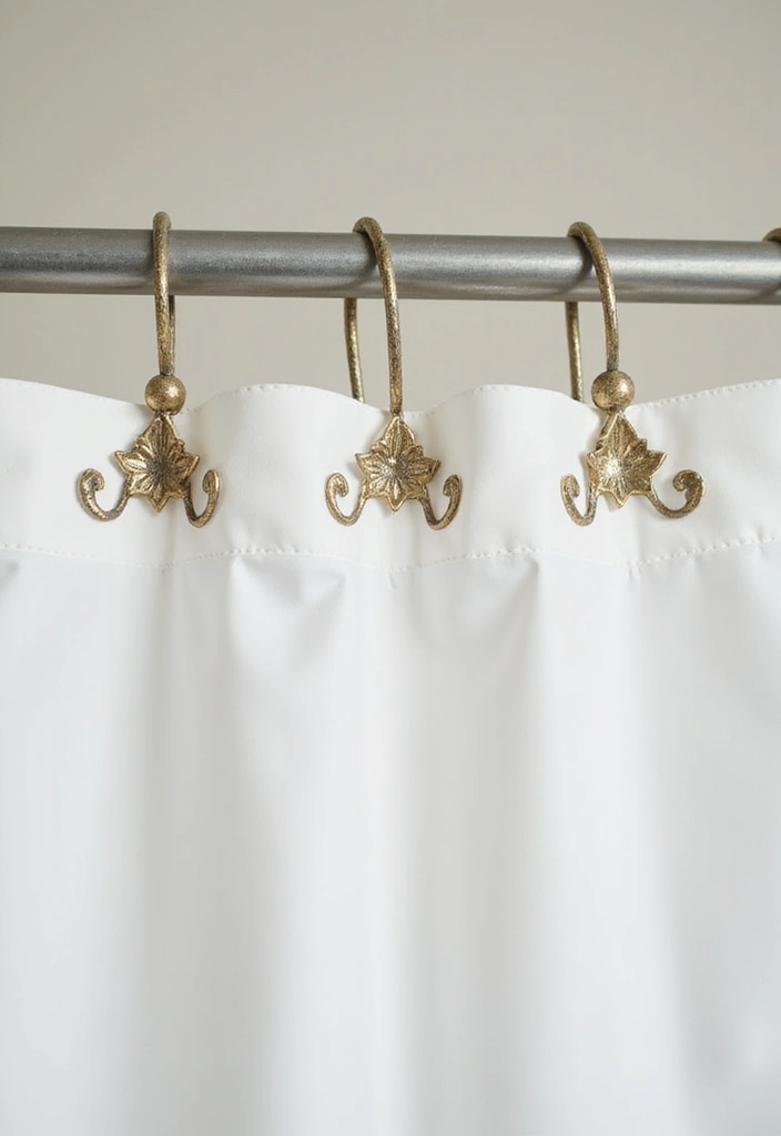 29 IKEA Bathroom Hack Ideas That Transform Your Space - 27. Decorative Shower Curtain Hooks