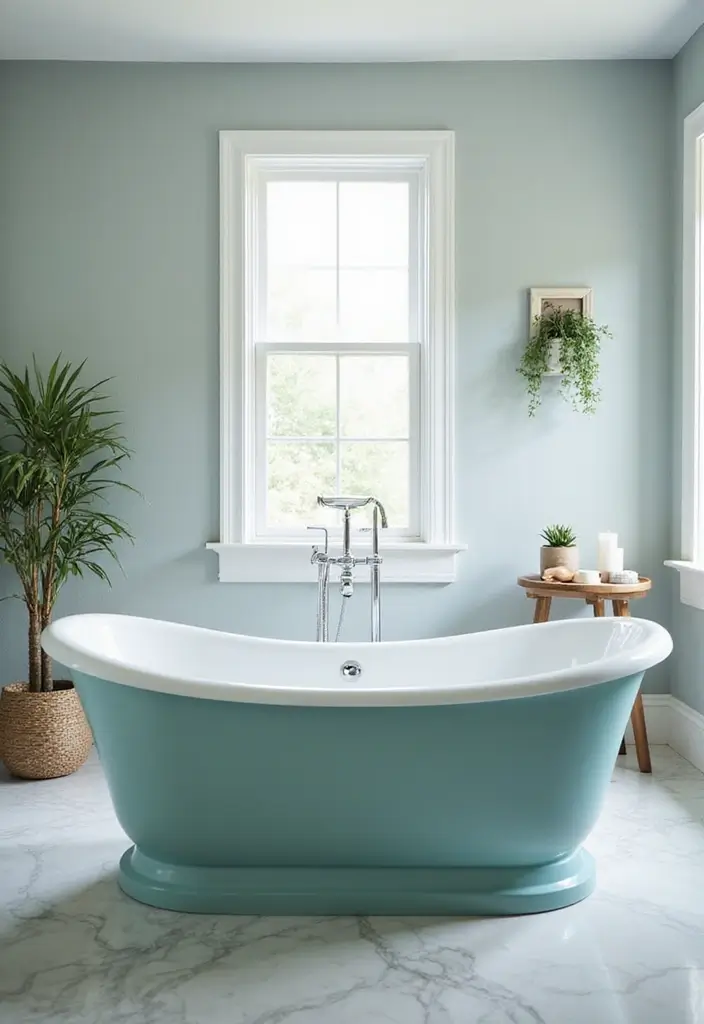 29 Light Teal Bathroom Ideas That Feel Refreshing - 12. Light Teal Bathtubs