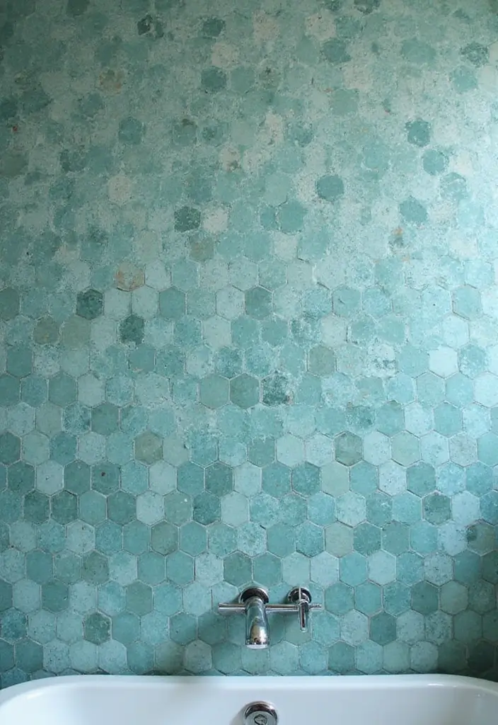 29 Light Teal Bathroom Ideas That Feel Refreshing - 13. Light Teal Mosaic Accents