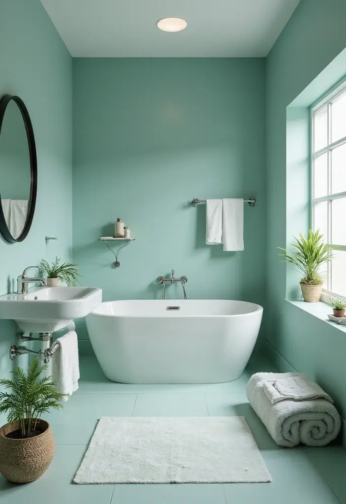 29 Light Teal Bathroom Ideas That Feel Refreshing - 29. Light Teal Spa-like Feel