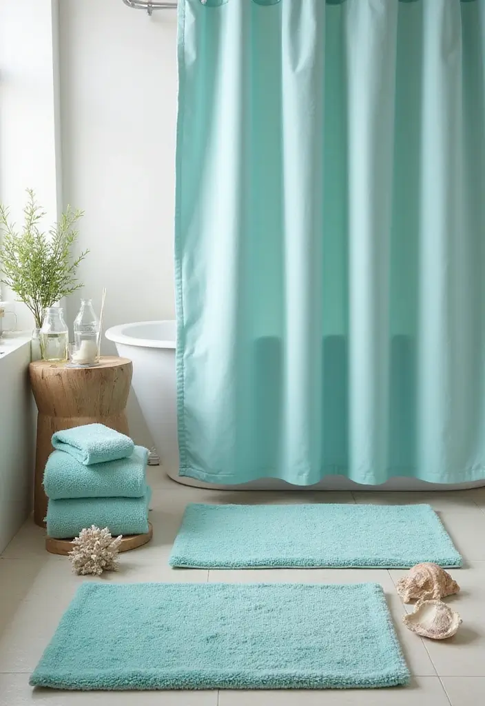 29 Light Teal Bathroom Ideas That Feel Refreshing - 3. Light Teal Bathroom Accessories