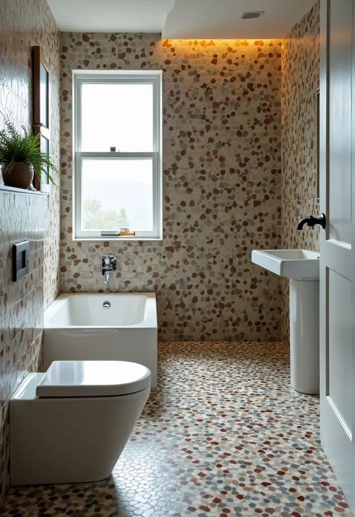 29 Mini Bathroom Design Inspirations That Maximize Space - 17. Bold Tile Patterns