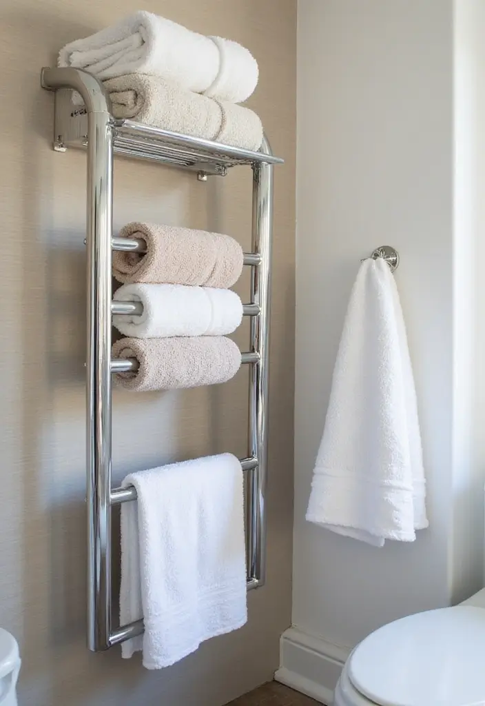 29 Mini Bathroom Design Inspirations That Maximize Space - 20. Space-Saving Towel Racks
