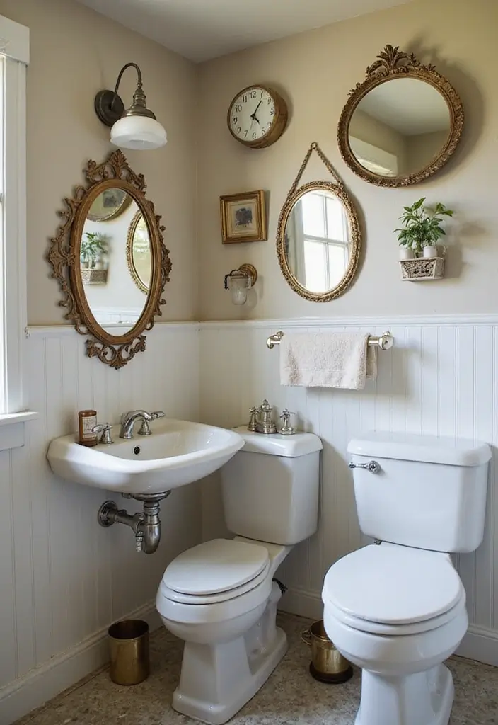 29 Mini Bathroom Design Inspirations That Maximize Space - 23. Vintage Finds for Character