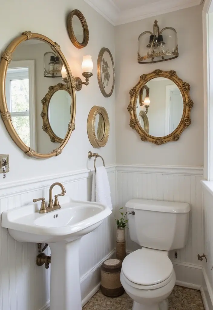 29 Mini Bathroom Design Inspirations That Maximize Space - 24. Decorative Mirrors