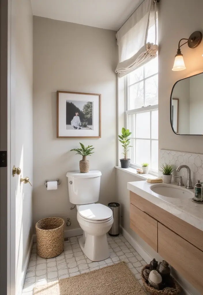 29 Mini Bathroom Design Inspirations That Maximize Space - 28. Strategic Color Combinations