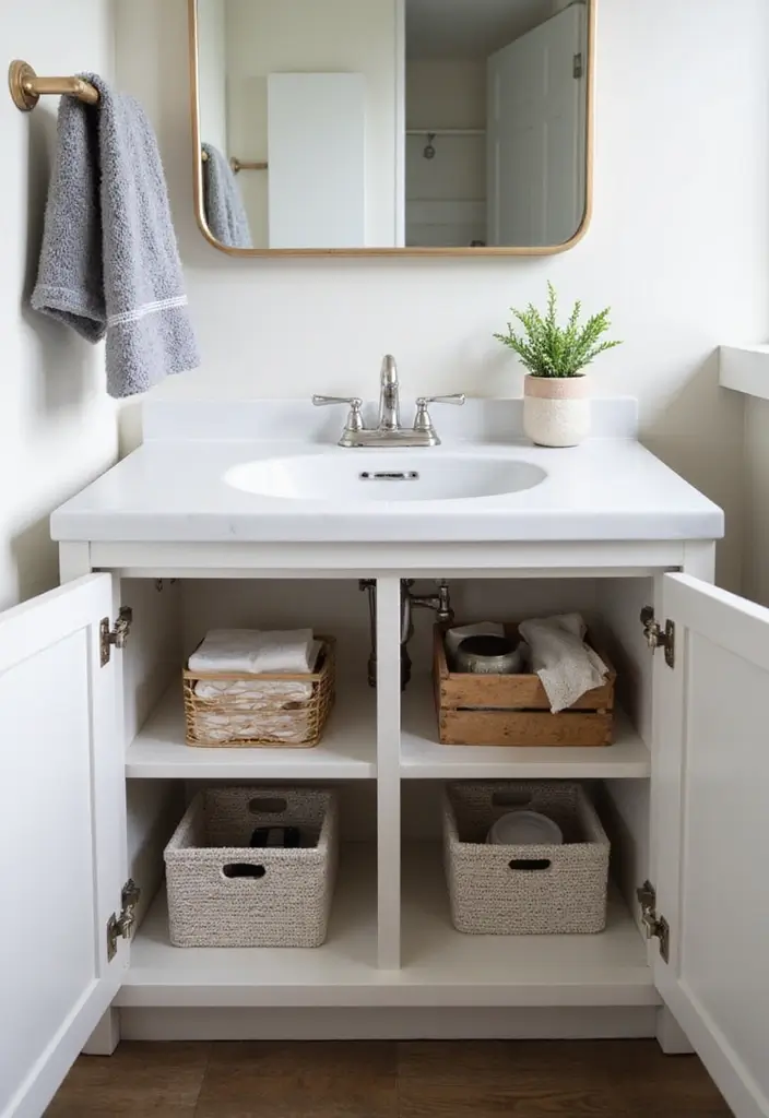 29 Mini Bathroom Design Inspirations That Maximize Space - 3. Compact Vanities with Under-Sink Storage