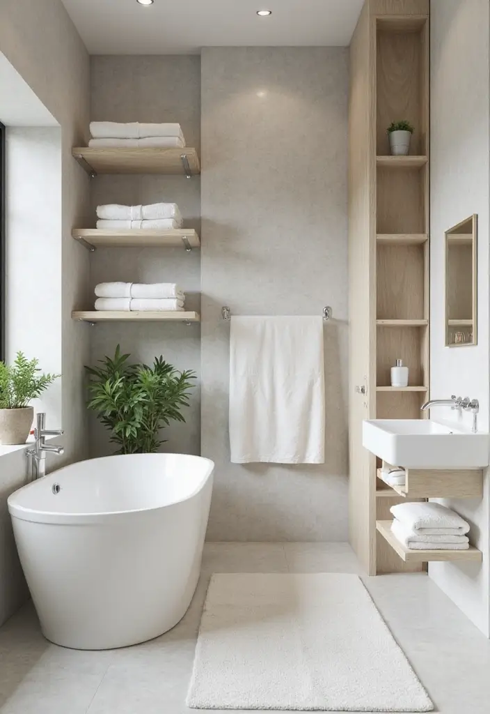 29 Photos in Bathroom Ideas That Look Chic - 3. Vertical Storage Solutions
