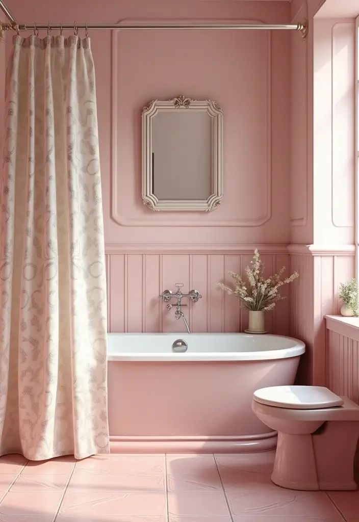 29 Pink Tile Bathroom Ideas That Bring Back Retro Charm - 2. Soft Pastel Pink Walls
