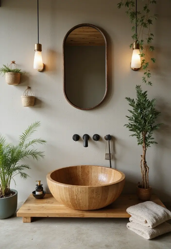29 Table Top Wash Basin Ideas for Modern Bathrooms - 11. Eco-Friendly Bamboo Basins