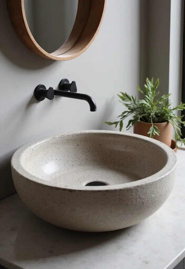 29 Table Top Wash Basin Ideas for Modern Bathrooms - 12. Textured Concrete Basins