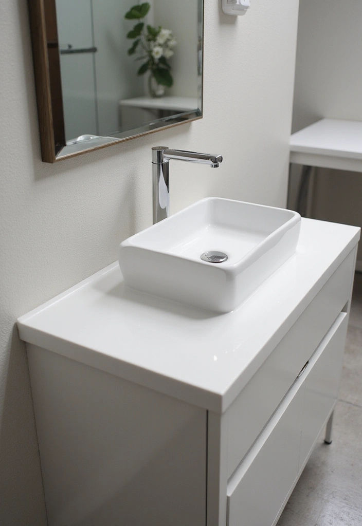 29 Table Top Wash Basin Ideas for Modern Bathrooms - 13. Minimalist Square Basins