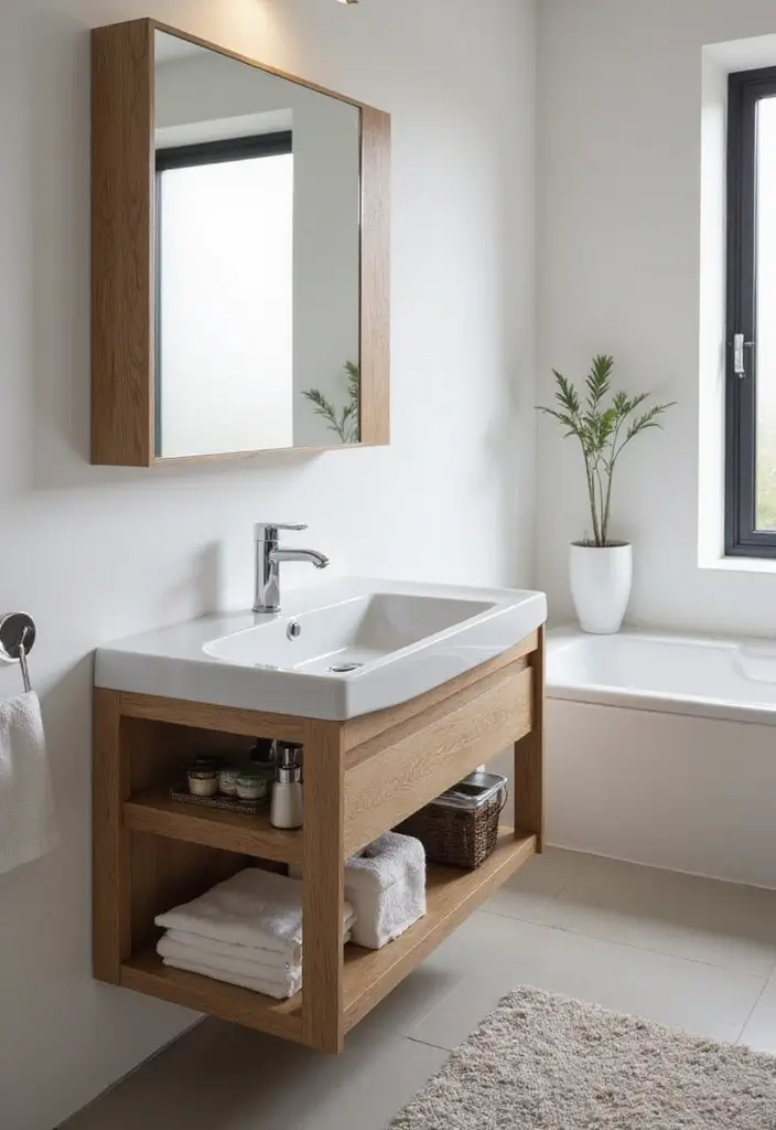 29 Table Top Wash Basin Ideas for Modern Bathrooms - 18. Integrated Storage Basins