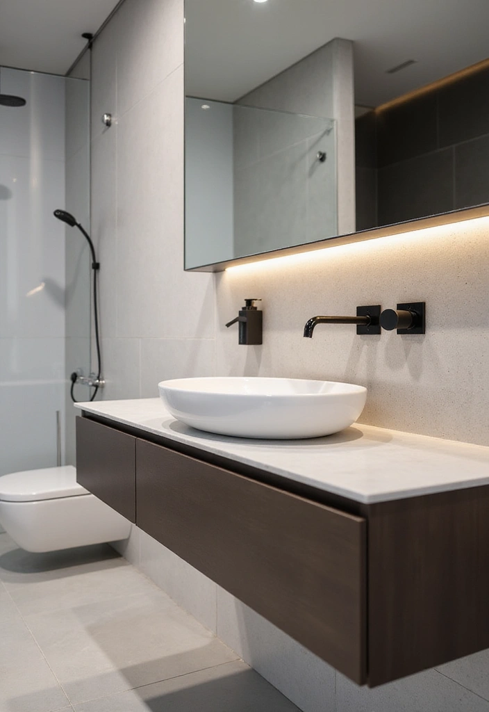 29 Table Top Wash Basin Ideas for Modern Bathrooms - 19. Floating Basins