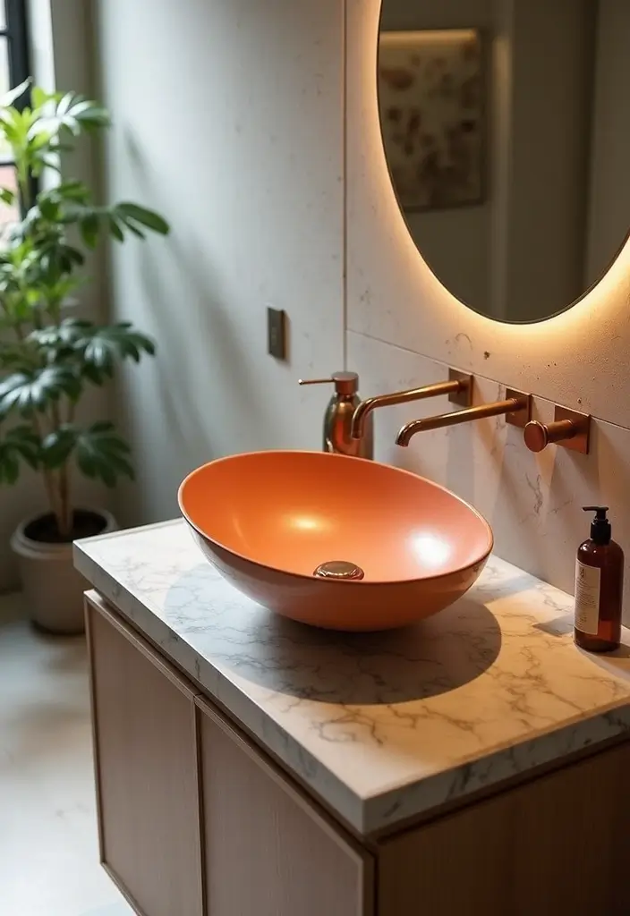 29 Table Top Wash Basin Ideas for Modern Bathrooms - 20. Statement Basin Sinks
