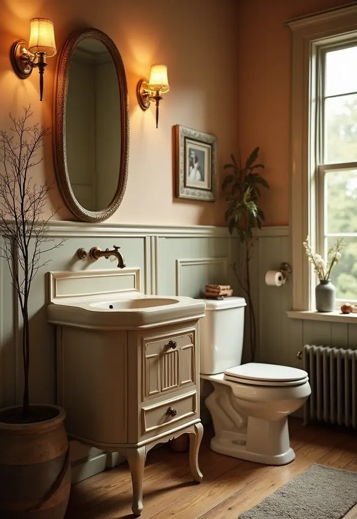 29 Table Top Wash Basin Ideas for Modern Bathrooms - 9. Vintage-Inspired Basins