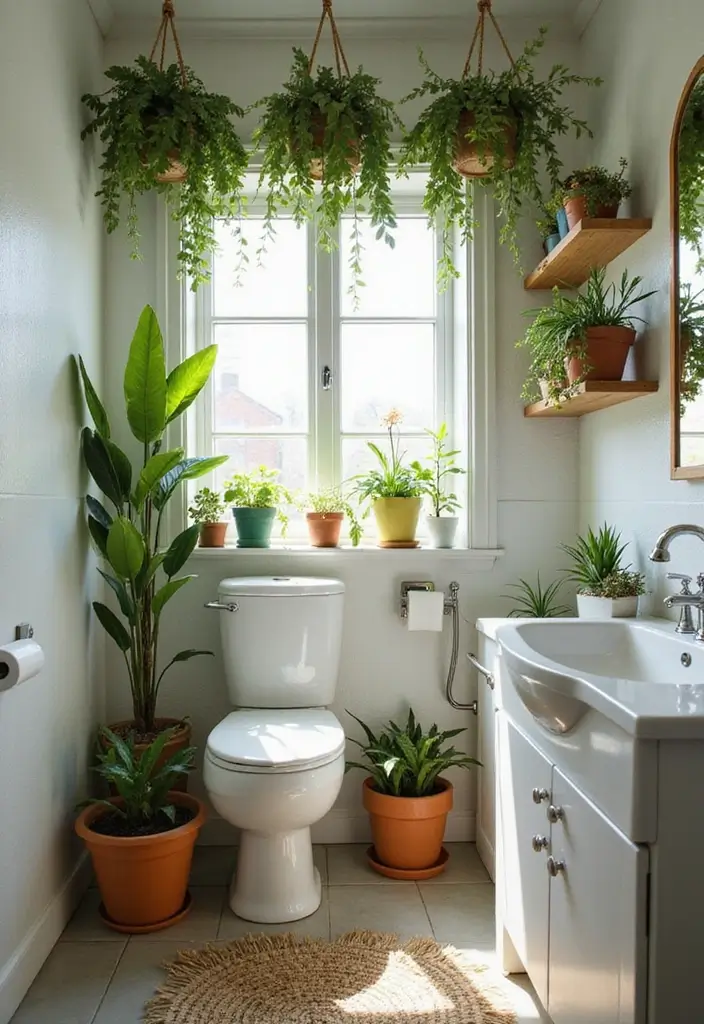 29 Tiny Bathroom Layout Ideas That Actually Work - 16. Botanical Elements