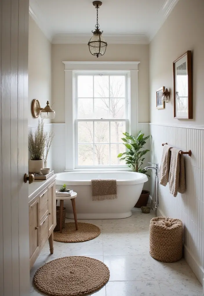 29 Tiny Bathroom Layout Ideas That Actually Work - 18. Practical Rugs