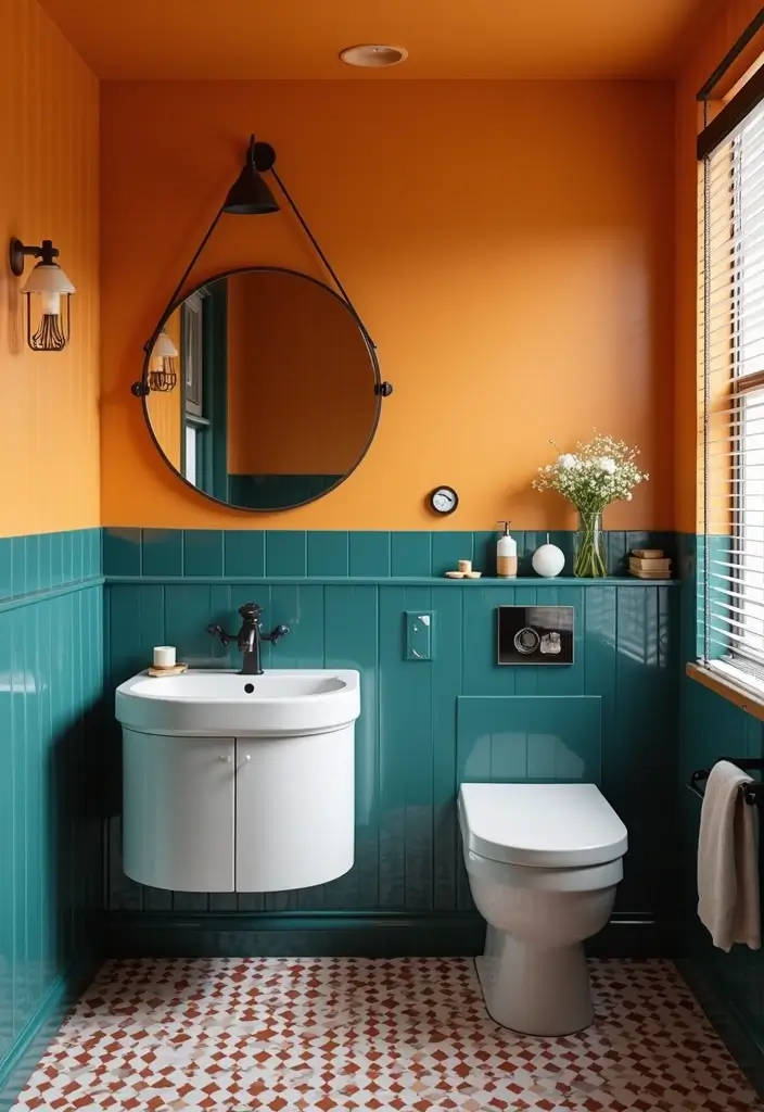 29 Tiny Bathroom Layout Ideas That Actually Work - 27. Bold Accent Walls