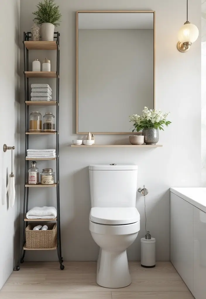 29 Tiny Bathroom Layout Ideas That Actually Work - 8. Vertical Storage Solutions