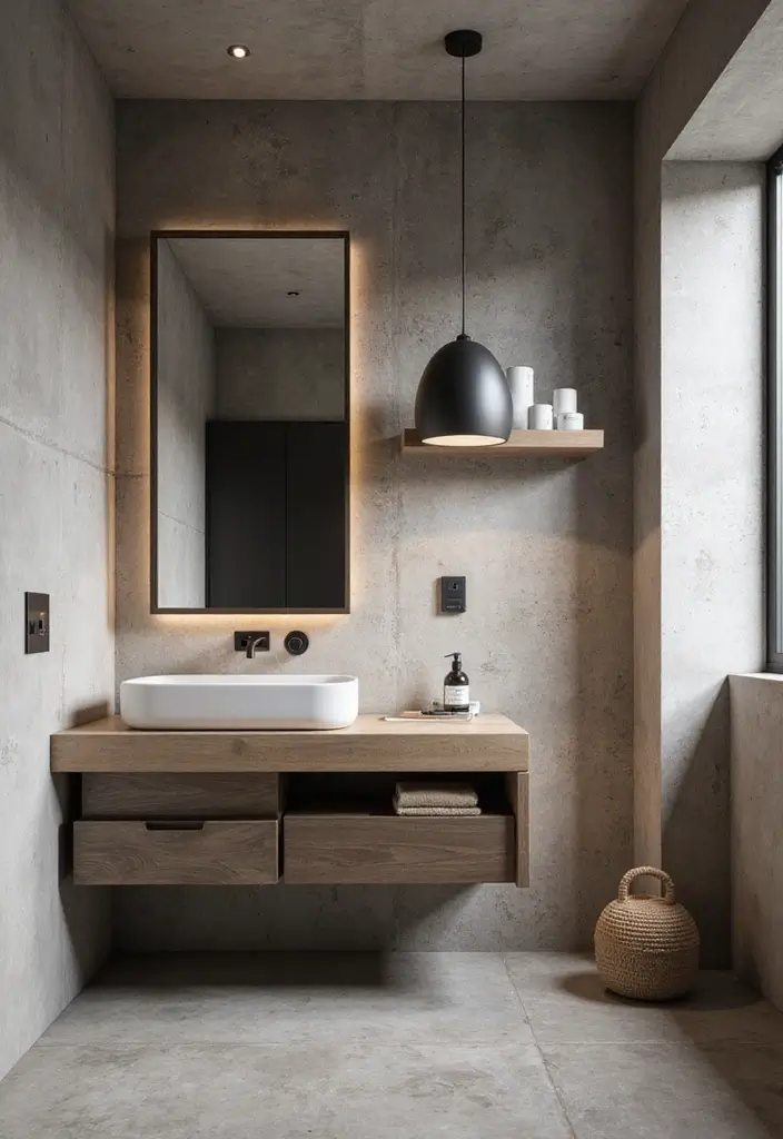 29 Wet Wall Bathroom Ideas That Add Texture - 10. Concrete Textures