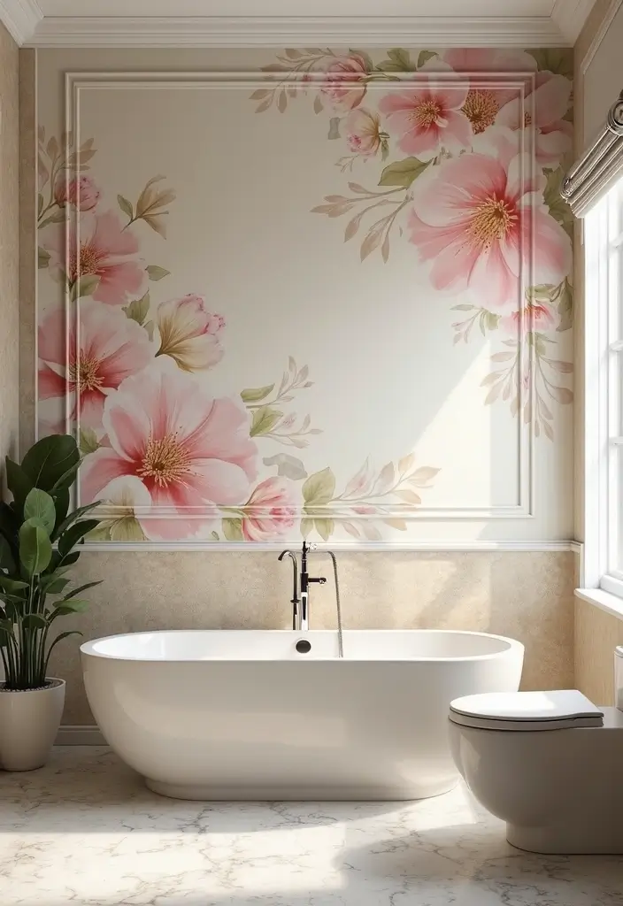 29 Wet Wall Bathroom Ideas That Add Texture - 17. Artistic Wall Murals