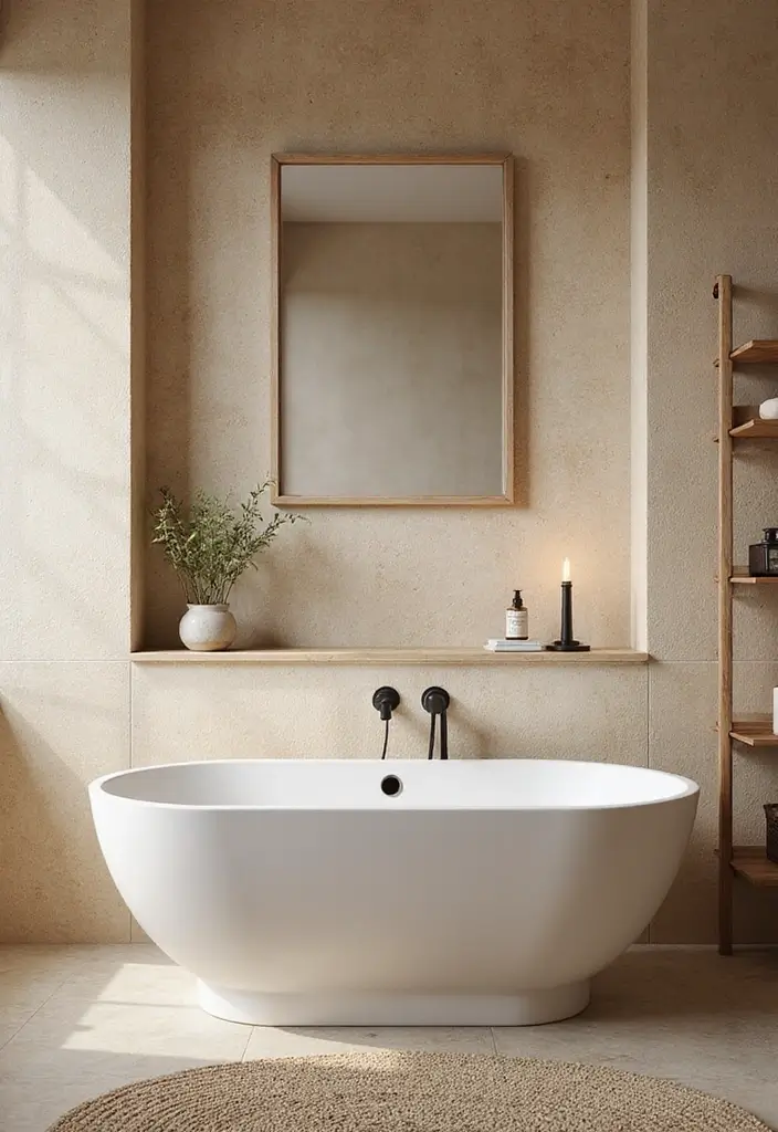 29 Wet Wall Bathroom Ideas That Add Texture - 19. Natural Fiber Wallpaper
