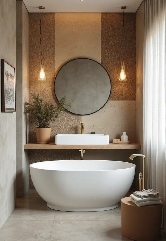 29 Wet Wall Bathroom Ideas That Add Texture - 20. Custom Wall Art Installations